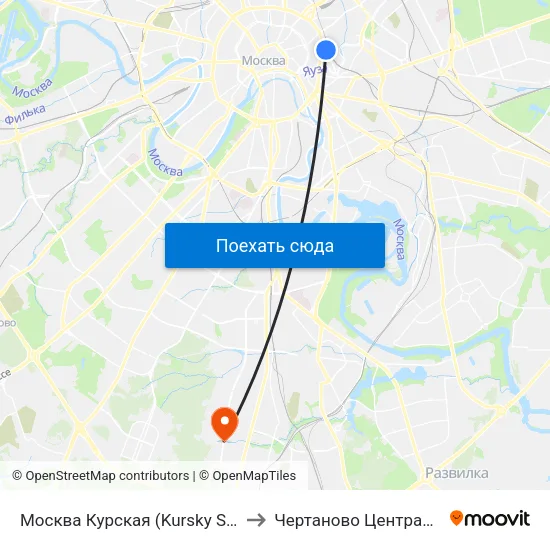 Москва Курская (Kursky Station) to Чертаново Центральное map