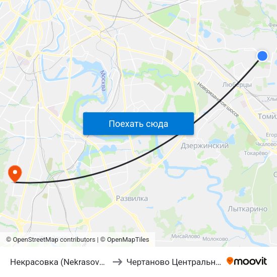 Некрасовка (Nekrasovka) to Чертаново Центральное map