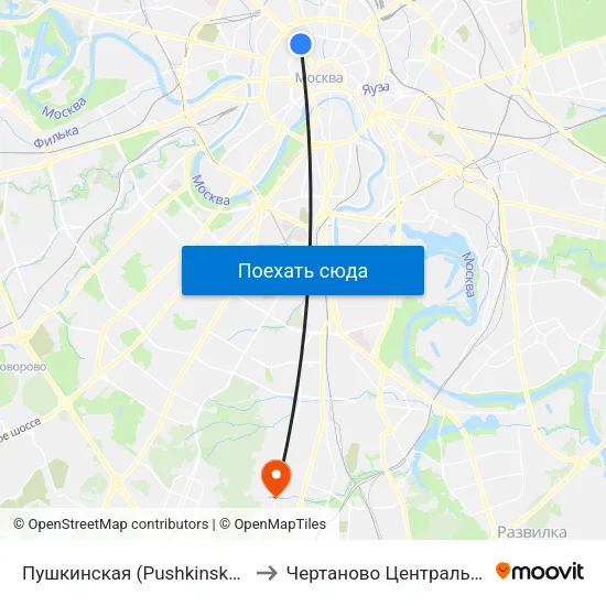 Пушкинская (Pushkinskaya) to Чертаново Центральное map