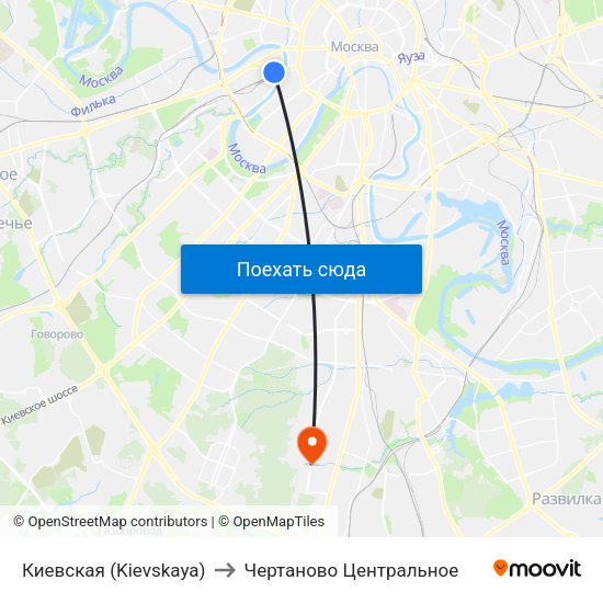 Киевская (Kievskaya) to Чертаново Центральное map