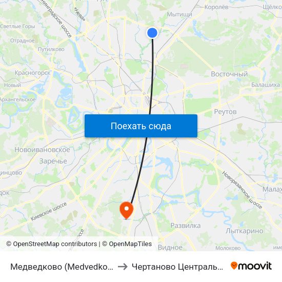 Медведково (Medvedkovo) to Чертаново Центральное map