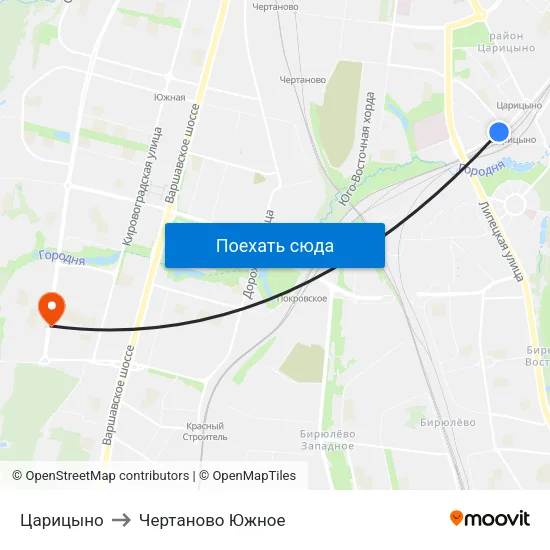 Царицыно to Чертаново Южное map