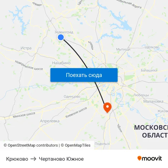 Крюково to Чертаново Южное map