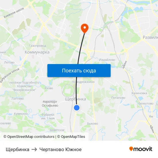 Щербинка to Чертаново Южное map