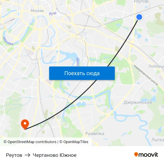 Реутов to Чертаново Южное map