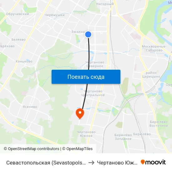 Севастопольская (Sevastopolskaya) to Чертаново Южное map