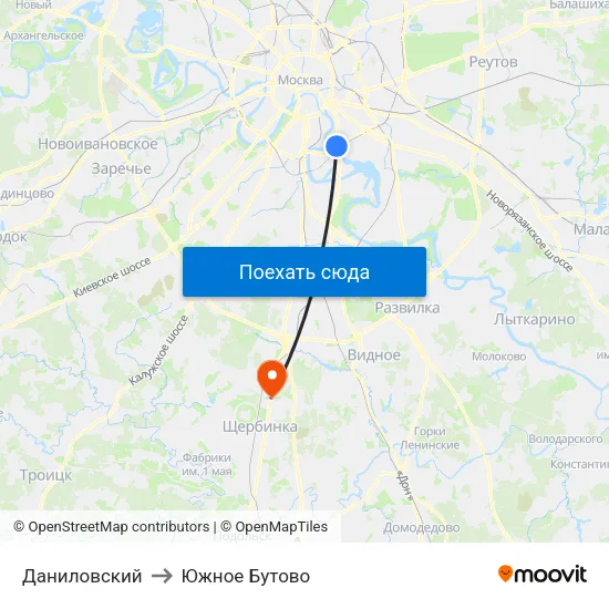 Даниловский to Южное Бутово map