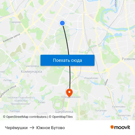 Черёмушки to Южное Бутово map