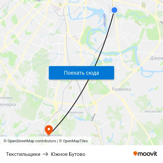 Текстильщики to Южное Бутово map