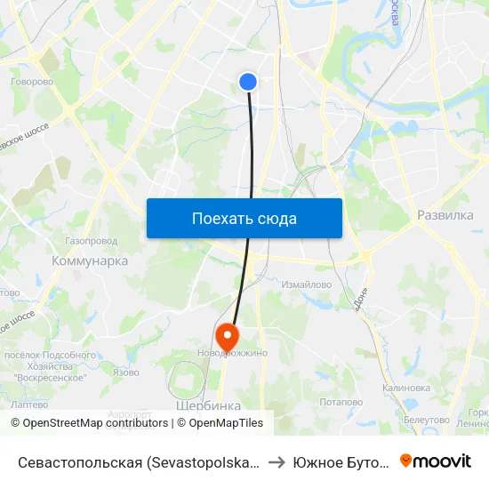 Севастопольская (Sevastopolskaya) to Южное Бутово map