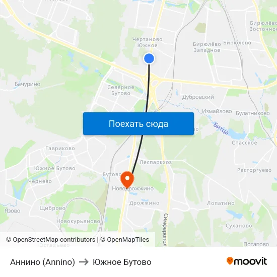Аннино (Annino) to Южное Бутово map