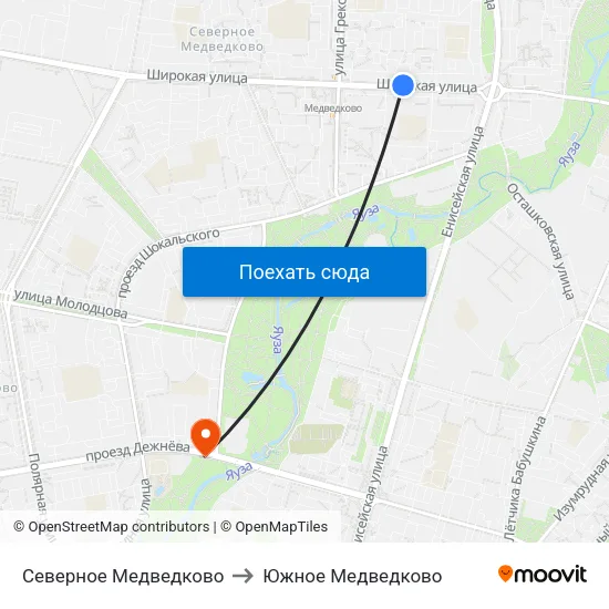 Северное Медведково to Южное Медведково map