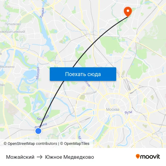 Можайский to Южное Медведково map