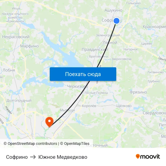 Софрино to Южное Медведково map