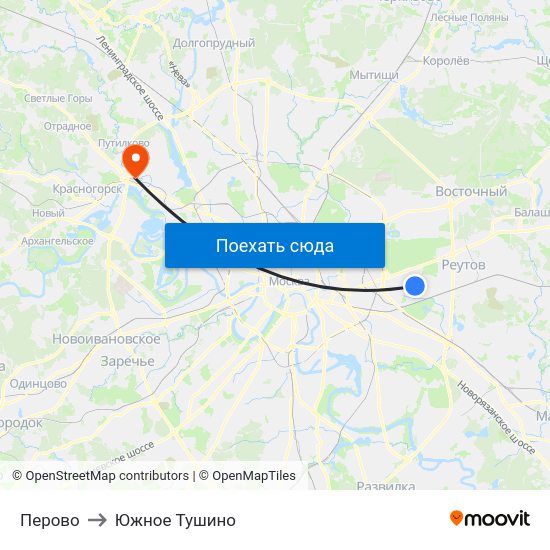 Перово to Южное Тушино map