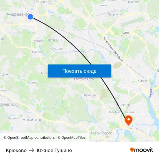 Крюково to Южное Тушино map