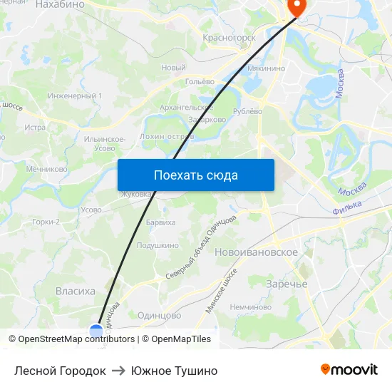 Лесной Городок to Южное Тушино map