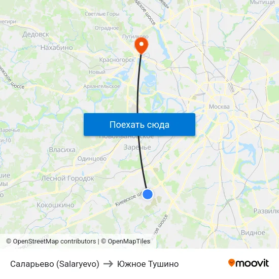 Саларьево (Salaryevo) to Южное Тушино map