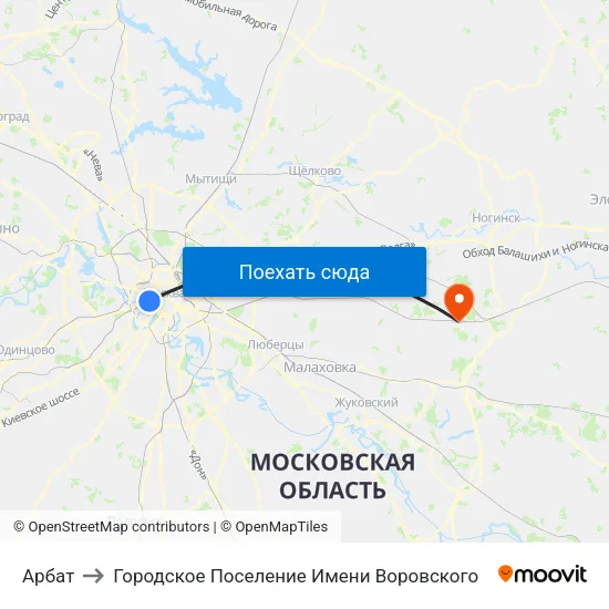 Арбат to Городское Поселение Имени Воровского map