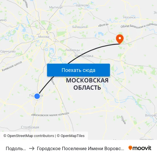Подольск to Городское Поселение Имени Воровского map