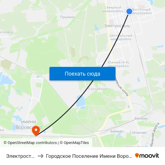 Электросталь to Городское Поселение Имени Воровского map