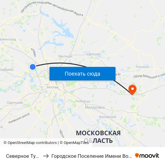 Северное Тушино to Городское Поселение Имени Воровского map