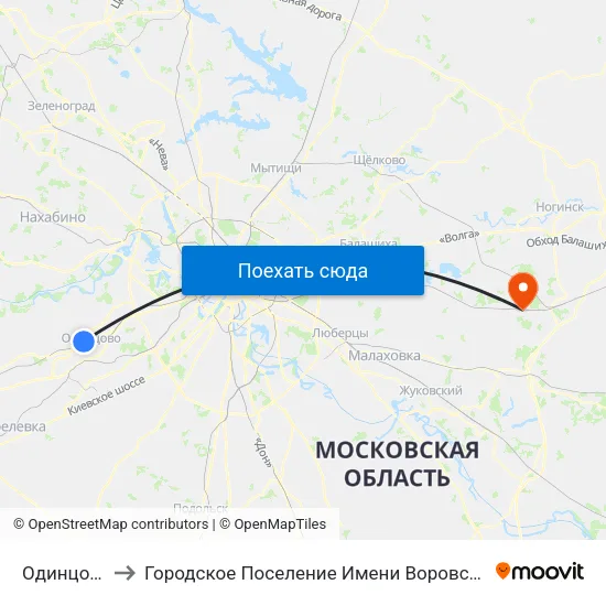 Одинцово to Городское Поселение Имени Воровского map