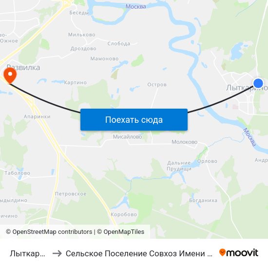 Лыткарино to Сельское Поселение Совхоз Имени Ленина map
