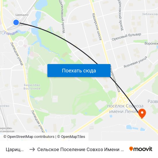 Царицыно to Сельское Поселение Совхоз Имени Ленина map