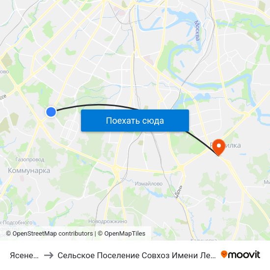 Ясенево to Сельское Поселение Совхоз Имени Ленина map