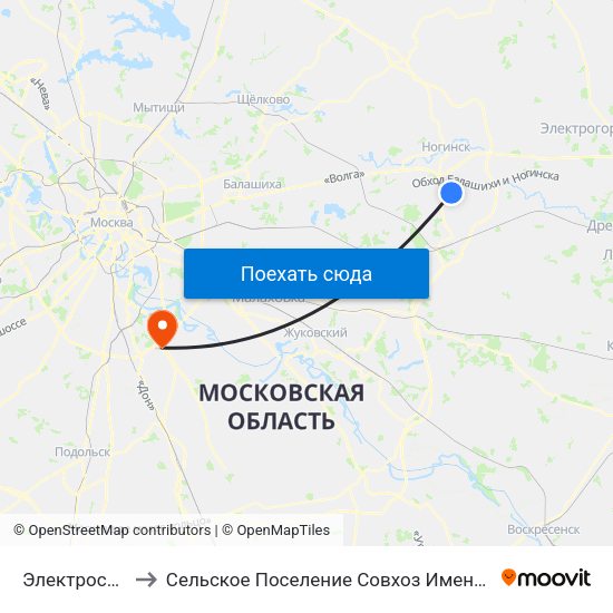 Электросталь to Сельское Поселение Совхоз Имени Ленина map