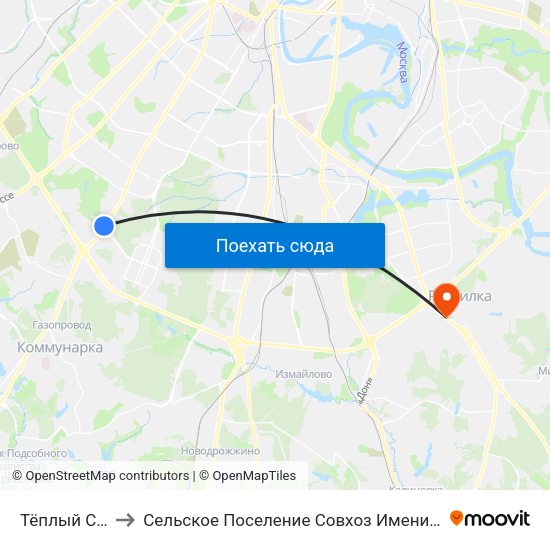 Тёплый Стан to Сельское Поселение Совхоз Имени Ленина map
