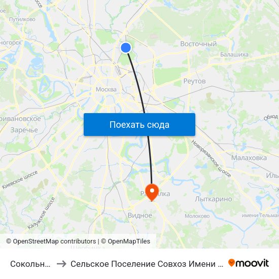 Сокольники to Сельское Поселение Совхоз Имени Ленина map
