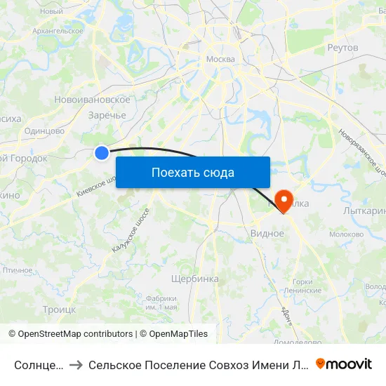 Солнцево to Сельское Поселение Совхоз Имени Ленина map