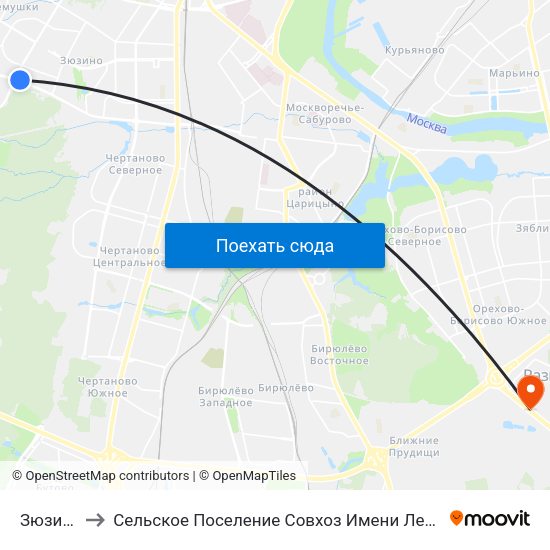 Зюзино to Сельское Поселение Совхоз Имени Ленина map