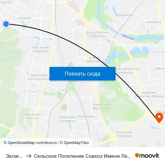 Зюзино to Сельское Поселение Совхоз Имени Ленина map