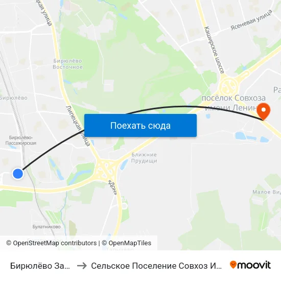 Бирюлёво Западное to Сельское Поселение Совхоз Имени Ленина map