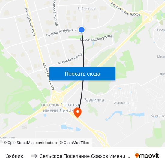 Зябликово to Сельское Поселение Совхоз Имени Ленина map