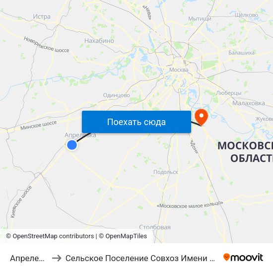 Апрелевка to Сельское Поселение Совхоз Имени Ленина map