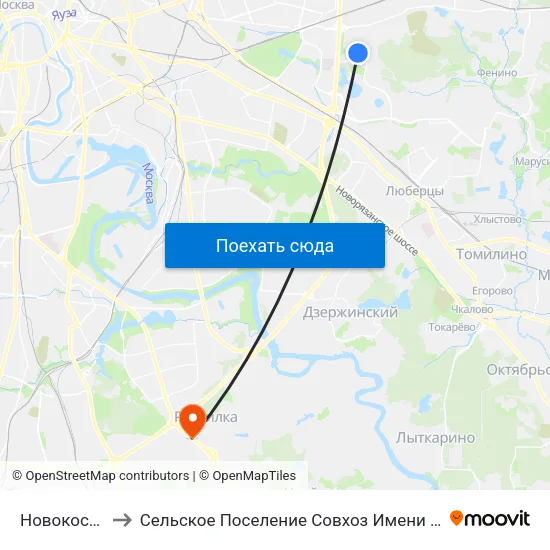 Новокосино to Сельское Поселение Совхоз Имени Ленина map
