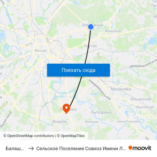 Балашиха to Сельское Поселение Совхоз Имени Ленина map