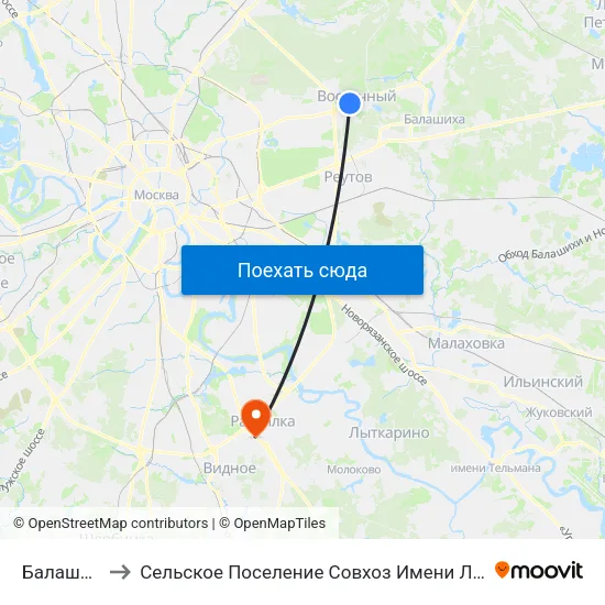 Балашиха to Сельское Поселение Совхоз Имени Ленина map