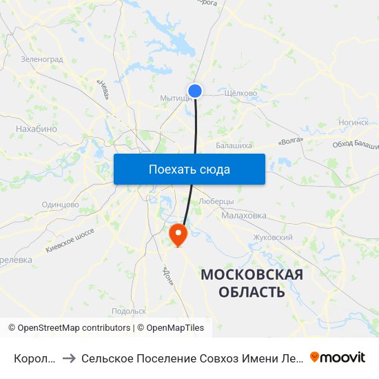 Королёв to Сельское Поселение Совхоз Имени Ленина map