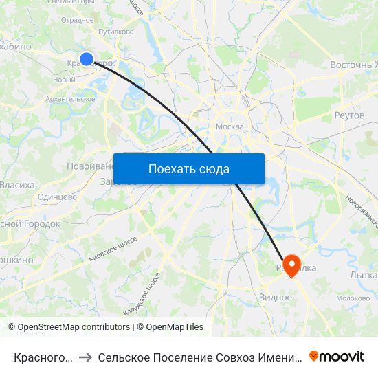 Красногорск to Сельское Поселение Совхоз Имени Ленина map