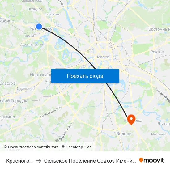 Красногорск to Сельское Поселение Совхоз Имени Ленина map