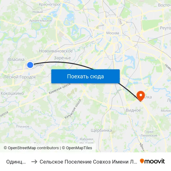 Одинцово to Сельское Поселение Совхоз Имени Ленина map