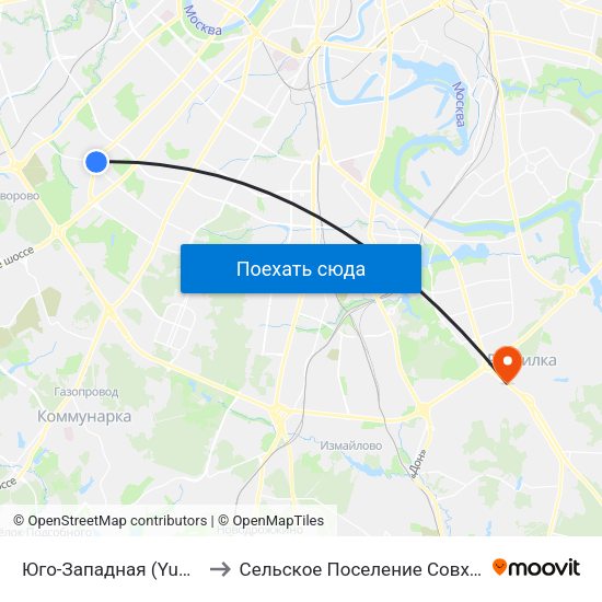 Юго-Западная (Yugo-Zapadnaya) to Сельское Поселение Совхоз Имени Ленина map