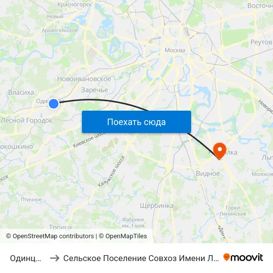 Одинцово to Сельское Поселение Совхоз Имени Ленина map