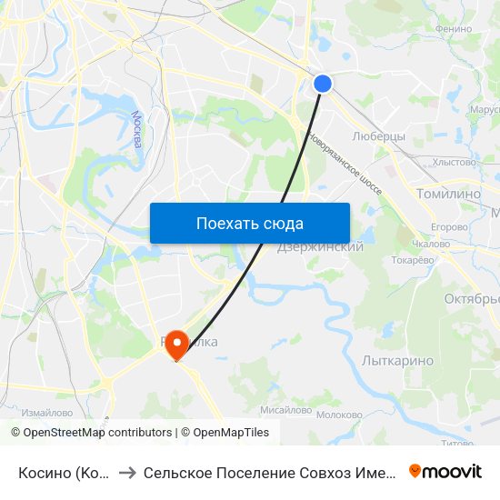 Косино (Kosino) to Сельское Поселение Совхоз Имени Ленина map
