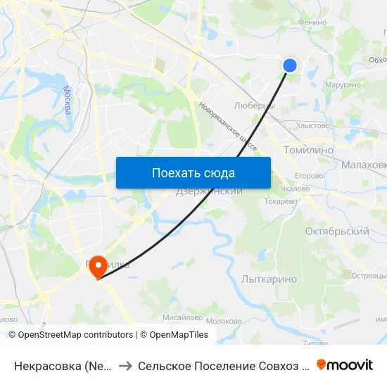 Некрасовка (Nekrasovka) to Сельское Поселение Совхоз Имени Ленина map